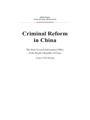 cover image of Criminal Reform in China (中国改造罪犯的状况)